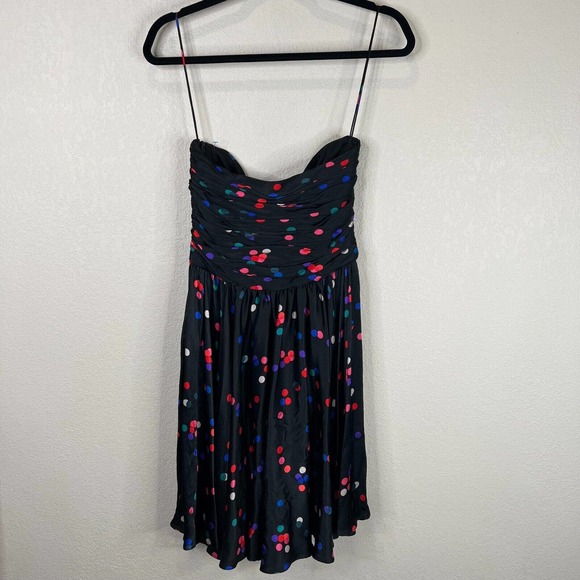 Halston Heritage‎ Women Confetti Polka Dot Strapless Mini Dress Fun 4 NYE - Picture 3 of 13